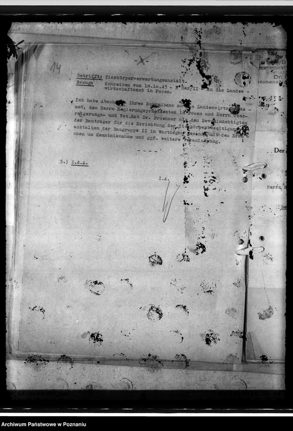 Obraz 18 z jednostki "Errichtung von Tierkörperbeseitigungsanstalten, hier: Posen"