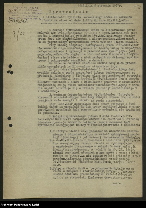 Obraz 6 z jednostki "Sprawozdania personalne w rozbiciu na branże przemysłowe [nadesłane przez centralne zarządy, zjednoczenia i fabryki] t.2"