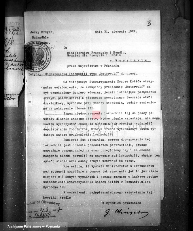 Obraz 7 z jednostki "Gospodarstwo rolne i młyn parowy w Rudzie pow. Rogoźno własność. J. Kruger nr woj. kotła 5998"