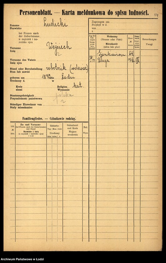 Obraz 16 z jednostki "[Spis ludności Łodzi] Luda - Łukańska"