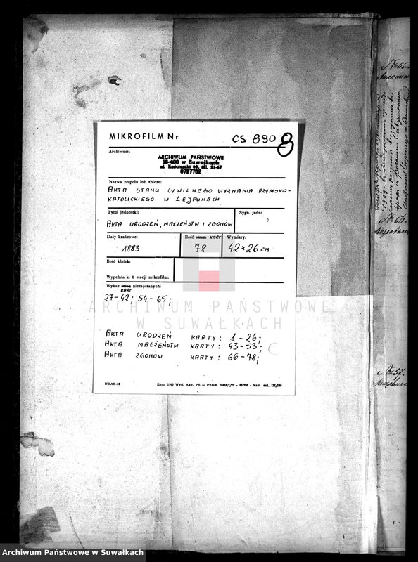 Obraz 3 z jednostki "Kniga Duplikat Rodivšichsja Brakosočetavšichsja i Smerti Lejpunskago Rimsko.- Katoličeskago Prichoda za 1883 god"