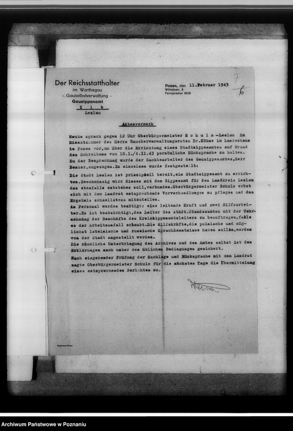 Obraz 11 z jednostki "[Korespondencja w sprawach organizacyjnych]- Sippenamt für Stadt- und Landkreis Leslau [Włocławek, województwo bydgoskie]"