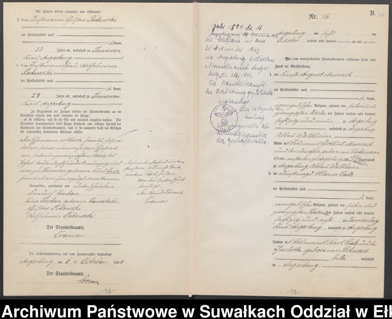 image.from.unit.number "Heiraths-Neben-Register des Preussischen Standes-Amtes Angerburg Kreis Angerburg"