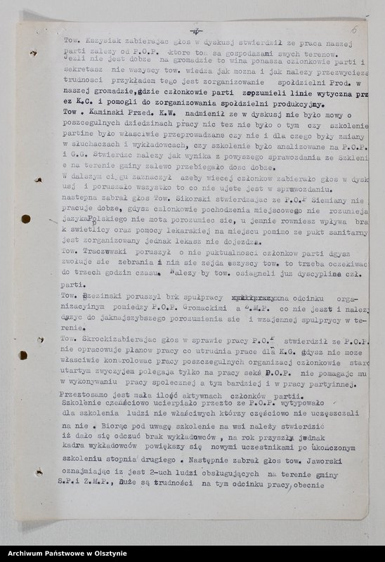 image.from.unit.number "Protokoły zebrań wyborczych /1950-1951/, posiedzeń plenarnych, egzekutywy, narad aktywu, plany pracy, sprawozdania /1949-1950/ Komitetu Gminnego PZPR"