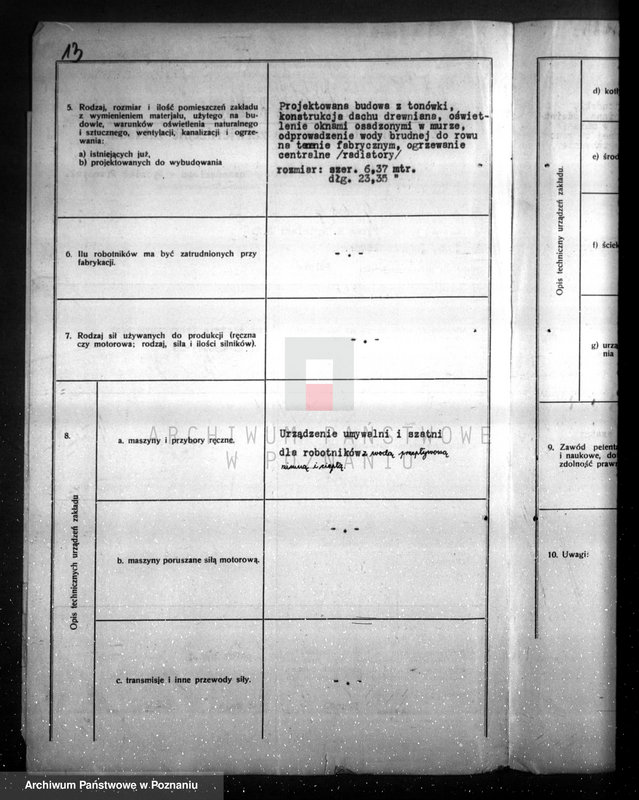 Obraz 17 z jednostki "Zatwierdzenie projektu budowy i urządzenia zakładu przemysłowego nr rej. 1779 / projekt umywalni F-mie H. Cegielski"