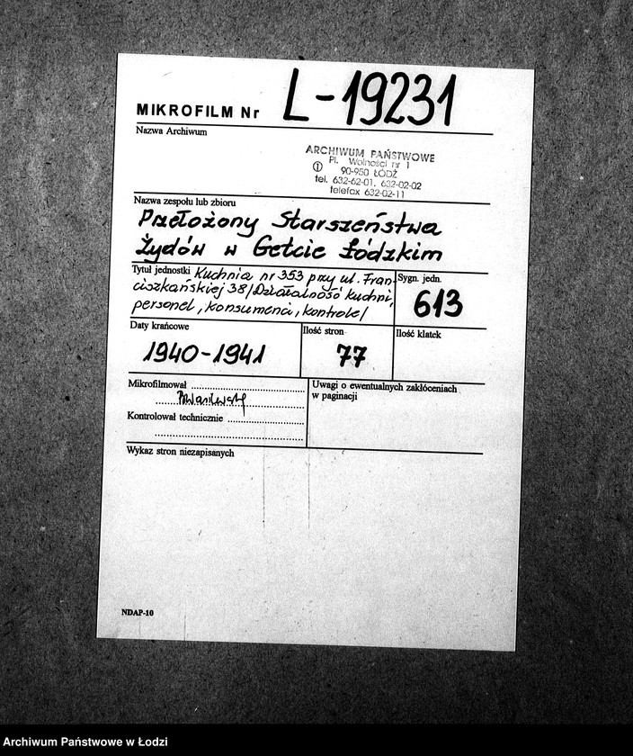 Obraz 2 z jednostki "Kuchnia N. 353 ul. Franciszkańska 38 [Działalność, personel, konsumenci, kontrole]"