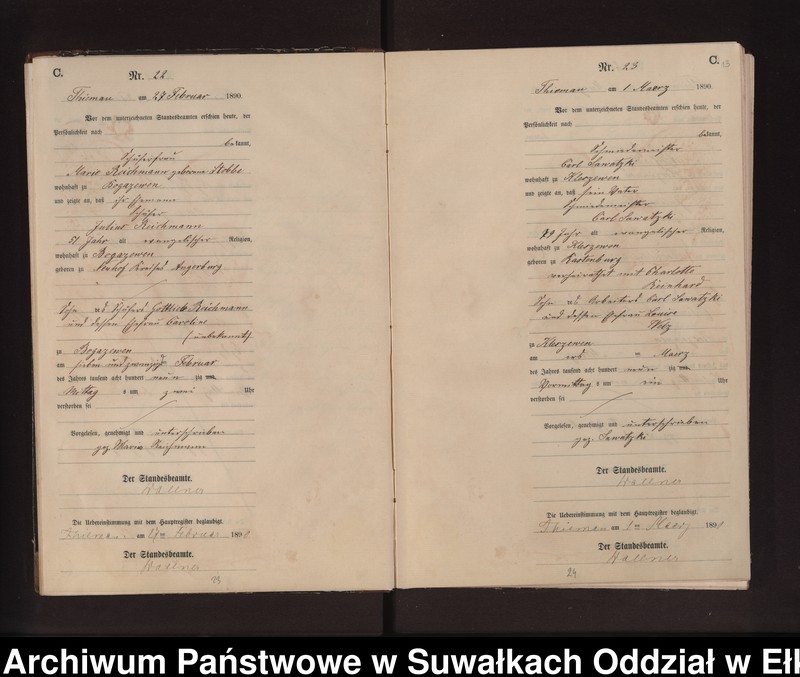 image.from.unit.number "Sterbe-Neben-Register des Preussischen Standes-Amtes Rydzewen Kreis Loetzen"