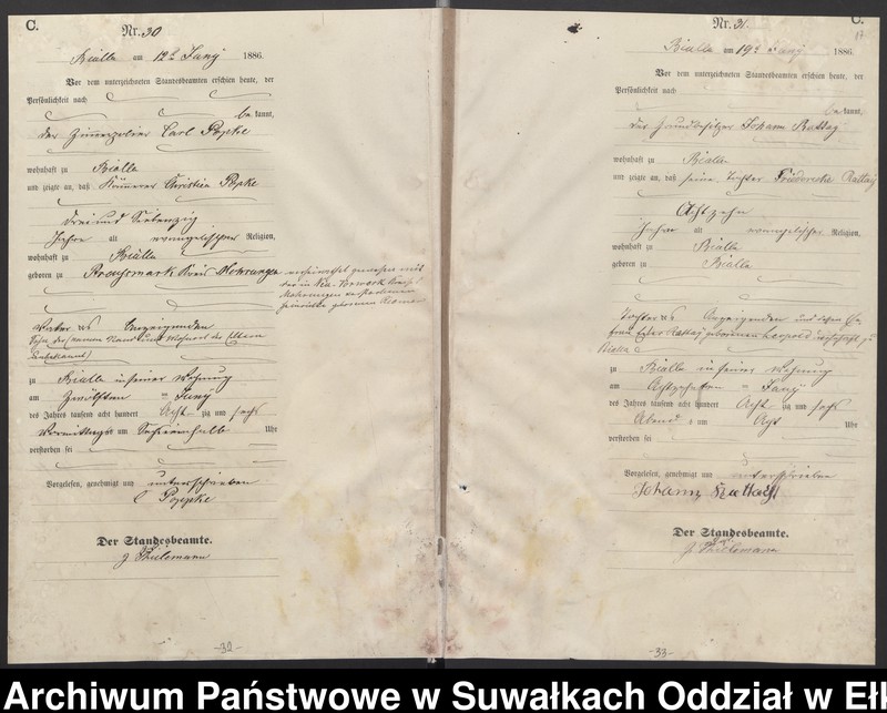 image.from.unit.number "Sterbe-Haupt-Register des Königlichen Preussischen Standes-Amtes Bialla Kreis Johannisburg"