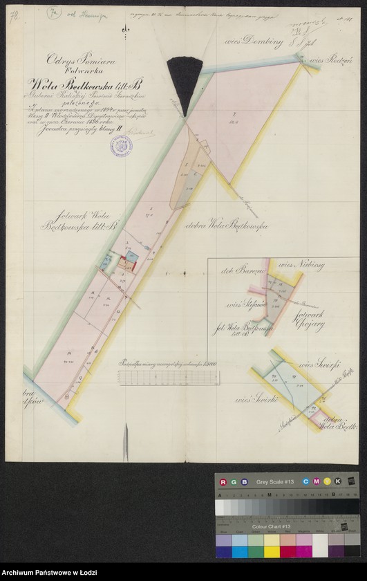Obraz 1 z jednostki "Odry pomiaru folwarku Wola Będkowska littera B w guberni Kaliskiej powiecie sieradzkim położonego"