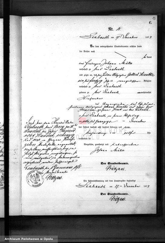 image.from.unit.number "Sterbe-Neben-Register des Standes Amtes Leubusch Jahrgang 1874"