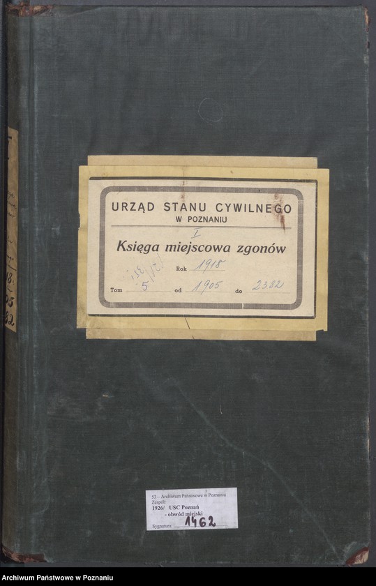 Obraz 2 z jednostki "Księga miejscowa zgonów tom V [Rejestr główny zgonów]"