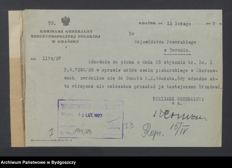 image.from.unit.number "Akta dotyczące układu z Niemcami w sprawie przekazywania akt [Układ polsko - niemiecki z dnia 22.12. 1926 r. o wydaniu akt]"