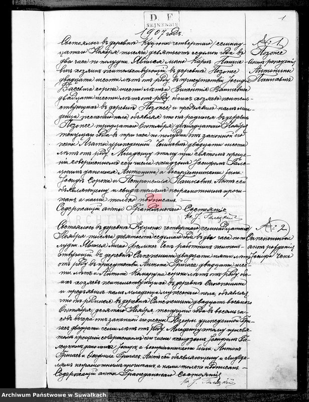 image.from.unit "Kniga dublikat dlja zapisyvanija aktov graždanskogo sostojanija rodivšichsja, brakosočetašichsja i umeršich po Kucjunskomu R.-Katoličeskomu prichodu za 1907 god"