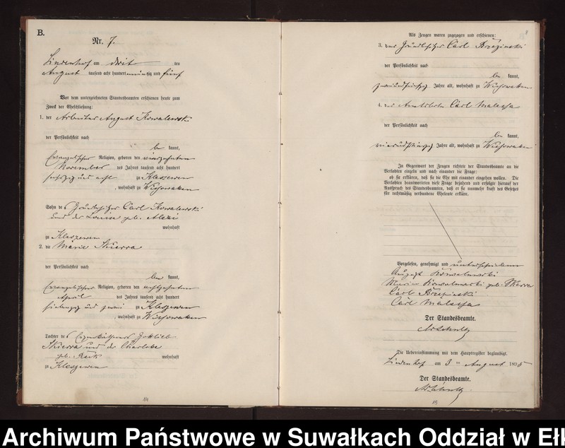 image.from.unit.number "Heiraths-Neben-Register des Preussischen Standes-Amtes Milken Kreis Loetzen"