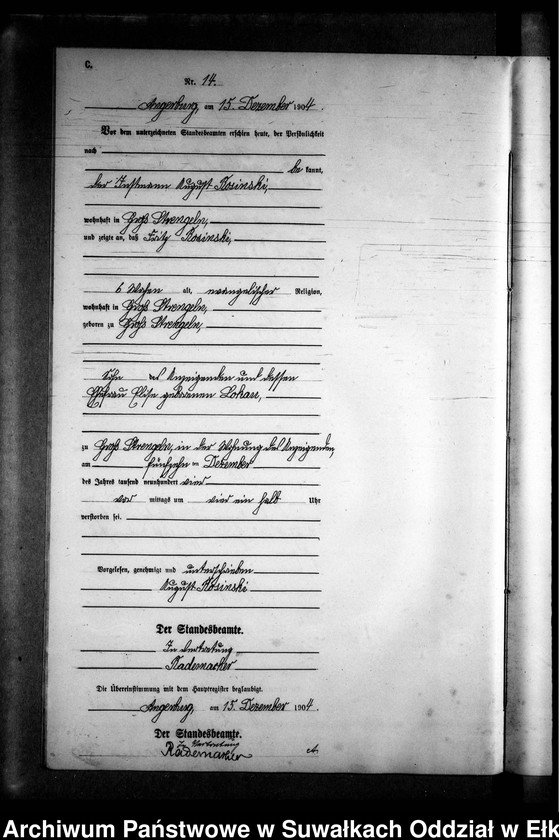 image.from.unit.number "Sterbe-Neben-Register des Preussischen Standes-Amtes Gross Strengeln Kreis Angerburg"