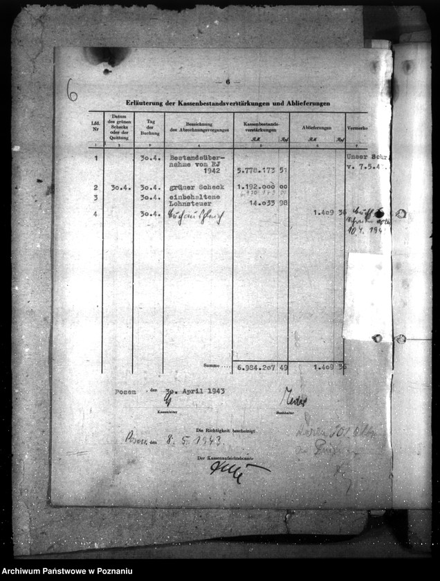 Obraz 10 z jednostki "Abschlussnachweisungen der Reichshauptkasse"
