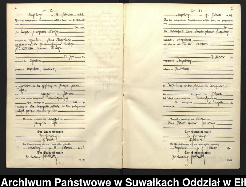 image.from.unit.number "C2. Sterbe = Register (Neben = Register) Standesamt Angerburg einschl. der Standesamtsbezirke Gross Strengeln, Kehlen und Prinowen]"