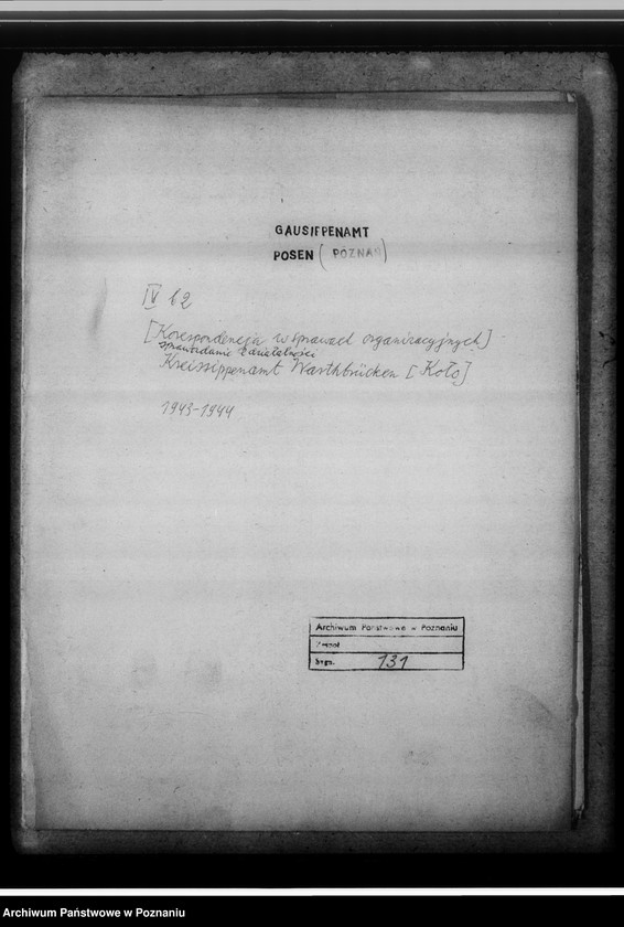 Obraz 4 z jednostki "[Korespondencja w sprawach organizacyjnych, sprawozdanie z działalności], Kreissippenamt Warthbrücken [Koło]"