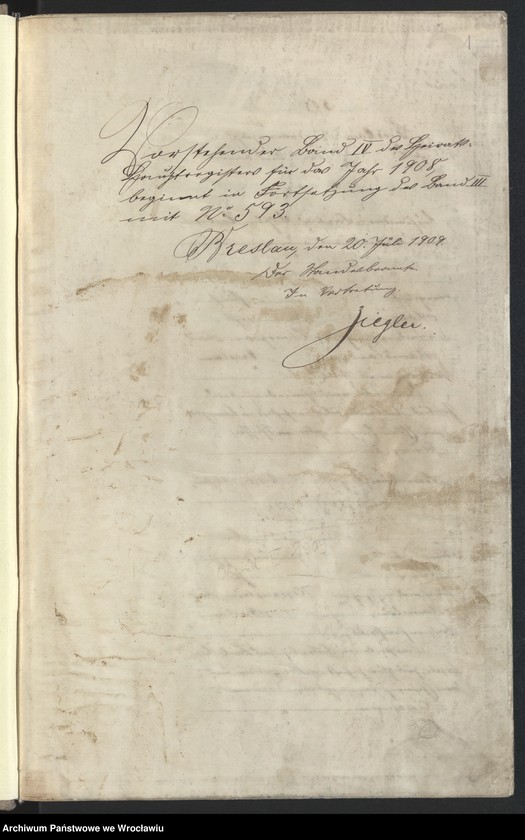 image.from.unit.number "Heiraths-Haupt-Register Breslau I 1909 Band 4"