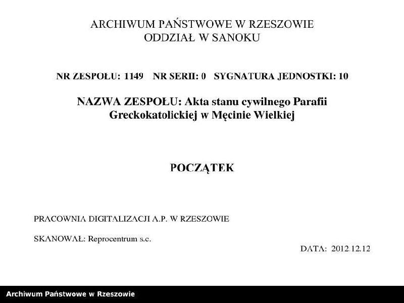 image.from.unit.number "Księga urodzeń, małżeństw i zgonów dla miejscowości Męcina Wielka, Rozdziele, Pstrążne, Wapienne"