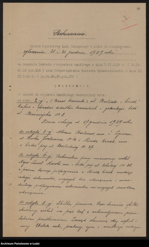 Obraz 12 z jednostki "Abram Berliner, Hinda Kinekowa- Bazar Krawiecki Berlinek i Kinek"