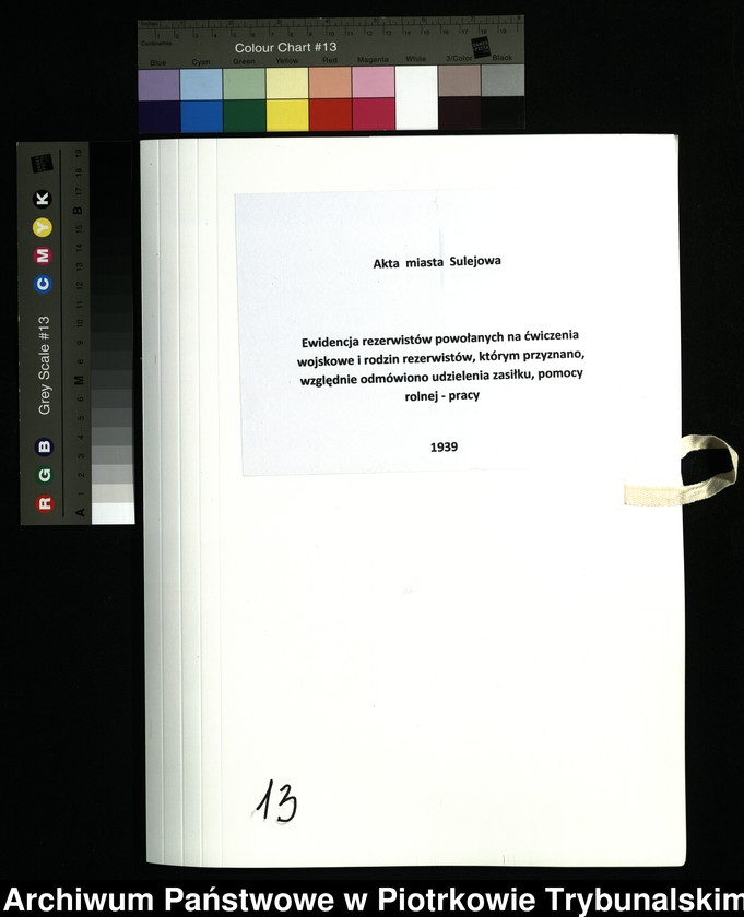 image.from.unit.number "Ewidencja rezerwistów powołanych na ćwiczenia wojskowe i rodzin rezerwistów, którym przyznano, względnie odmówiono udzielenia zasiłku, pomocy rolnej - pracy."