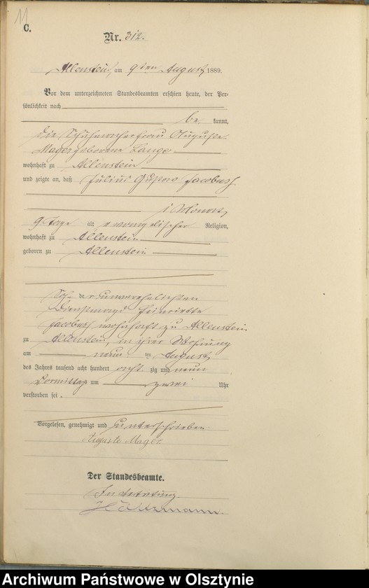 image.from.unit.number "Sterbe-=Haupt-Register Tom II,Nr 303 - 470"