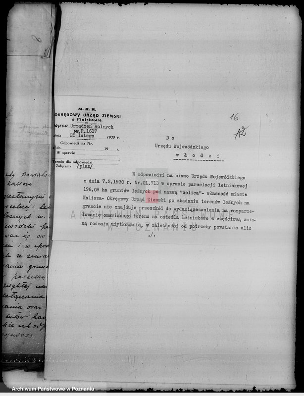 Obraz 19 z jednostki "Sprawa częściowej zmiany użytkowania 196,08 ha gruntów leśnych miasta Kalisza dla celów parcelacji letniskowej"