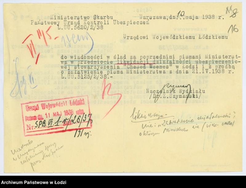 Obraz 19 z jednostki "Stowarzyszenie Wzajemnej Pomocy Ostatnia Wzajemna Posługa "Chesed-Weemes" w Łodzi"