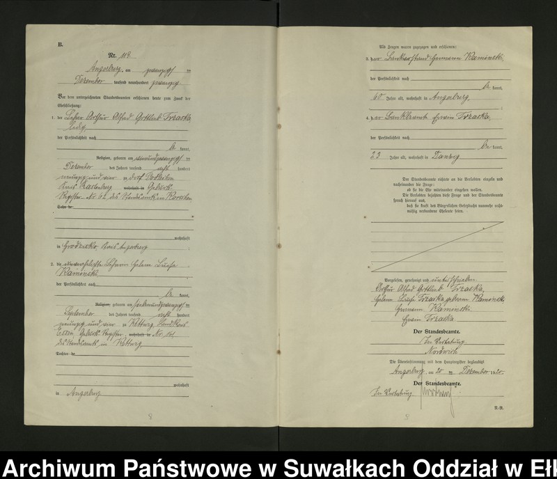 image.from.unit.number "[Heirats - Register (Neben - Register) Standesamt Angerburg einschl. der Bezirke, Gr. Strengeln, Prinowen und Kehlen Kreis Angerburg] No 116 bis 129"