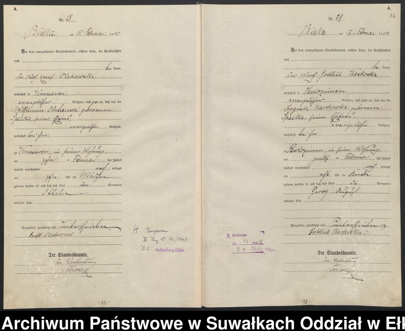 image.from.unit.number "Geburts-Haupt-Register des Königlichen Preussischen Standes-Amtes Belzonzen Kreis Johannisburg"