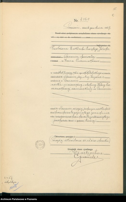 Obraz 17 z jednostki "Księga miejscowa zgonów tom V [Rejestr główny zgonów]"