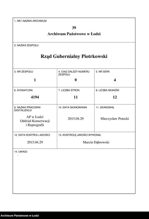 image.from.unit.number "O dostrojkě Lodzinskim˝ Gazovym˝ Obŝestvom˝ v˝ g[orode] Lodzi po Targovoj ulicě pod˝ No 34/1226 k˝ suŝestvuûŝemu kamennomu 2-h˝ ètažnomu magazinu kamennoj 1-no ètažnoj s˝ čerdakom˝ kladovoj"