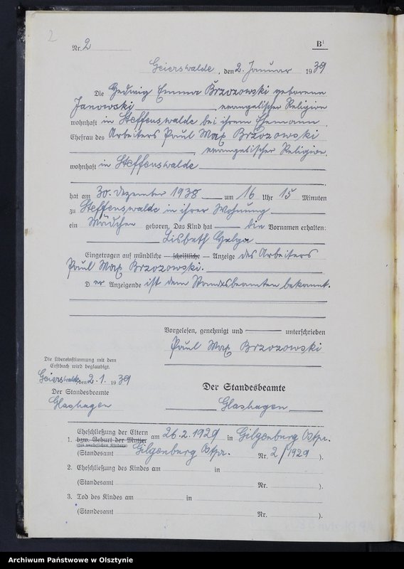 Obraz z jednostki "Geburtenbuch/Zweitbuch/ Nr 1 - 100"