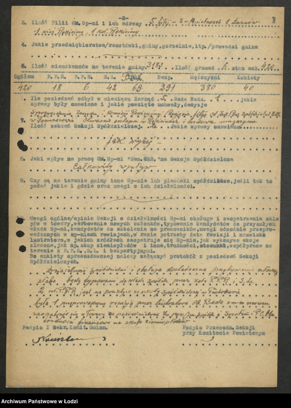 Obraz 9 z jednostki "Ankiety [sprawozdawcze] Gminnych Spółdzielni "Samopomoc Chłopska""