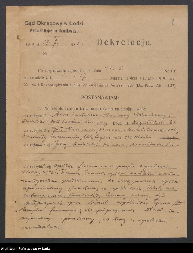 Obraz 10 z jednostki "Jan Nieniewski, Wincenty Nieniewski, Jerzy Iwiński – Dom handlowo-komisowy „Nieniewscy i Iwiński”"