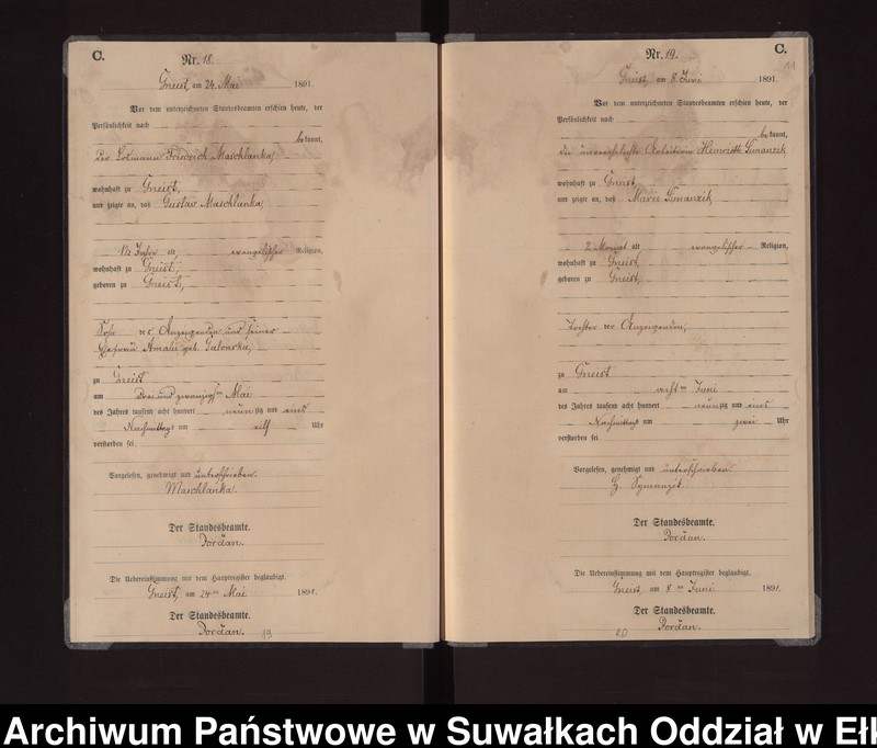 image.from.unit.number "Sterbe-Neben-Register des Königlichen Preussischen Standes-Amtes Gneist Kreis Loetzen"
