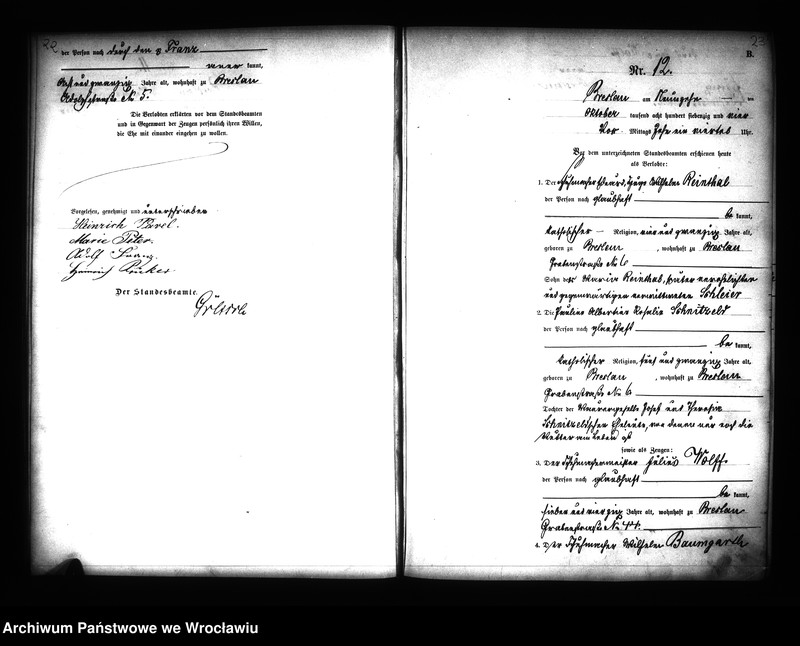 image.from.unit.number "Heiraths-Haupt-Register Breslau I 1874 Band 1"