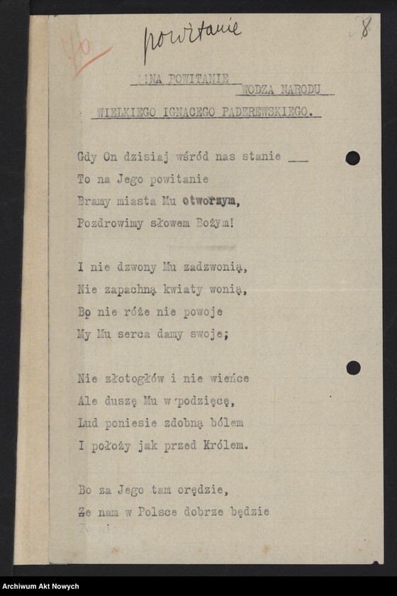 image.from.unit.number "Hołdy; listy, depesze, adresy od instytucji, organizacji, osób prywatnych; H. Windakiewicz: "Stosunek dzieł Paderewskiego do muzyki ludowej" Studium analityczne. Echo muzyczne. Warszawa 1902-1903 (maszynopis)"