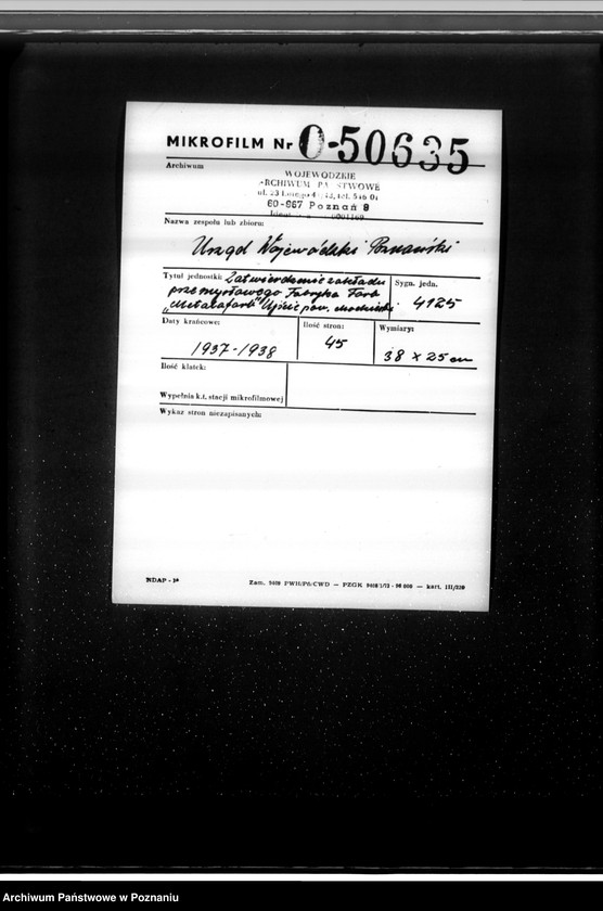 Obraz 2 z jednostki "Zatwierdzenie zakładu przemysłowego Fabryka Farb "Metalofarb" Ujście pow. chodzieski"