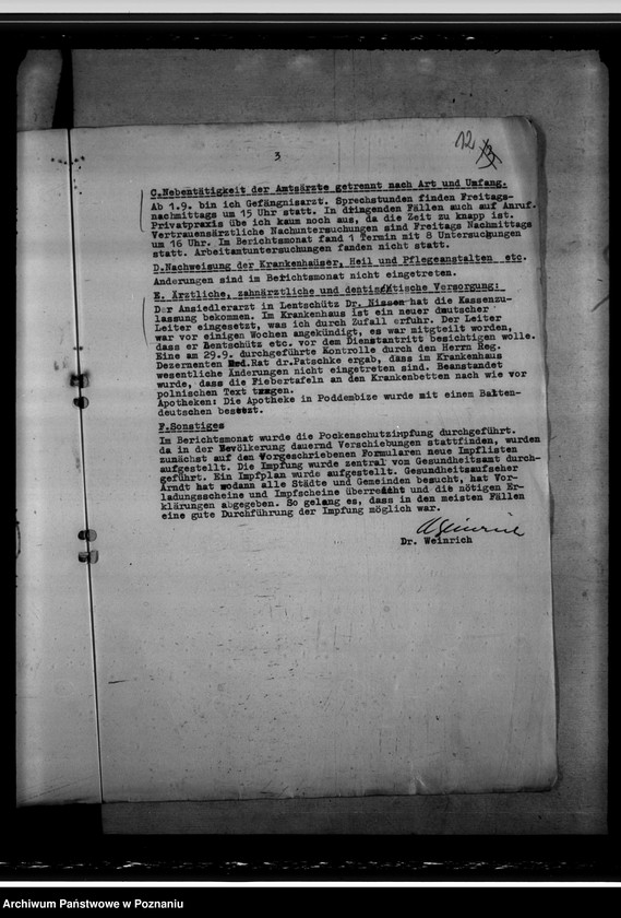 Obraz 16 z jednostki "Stand des Gesundheitswesens im Kreise Lentschütz (Łęczyca)"