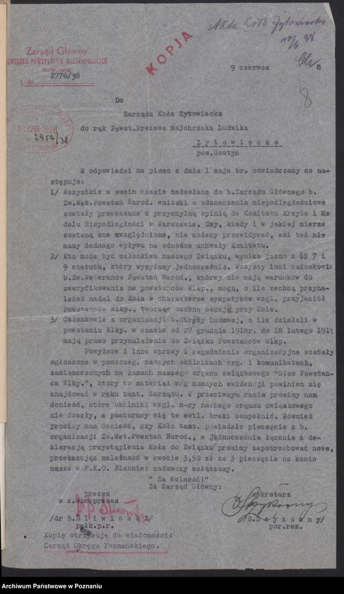 Obraz 13 z jednostki "Żytowiecko, powiat Gostyń - akta koła."