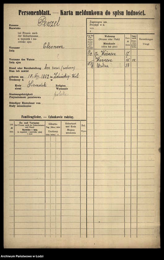 Obraz 8 z jednostki "[Spis ludności Łodzi] Persz-Petrykowski"
