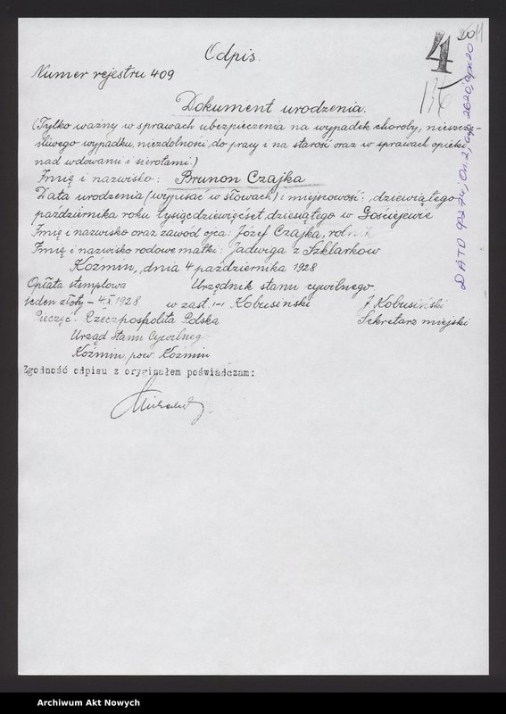 image.from.unit.number "Akta osobowe policjanta z województwa tarnopolskiego - Czajka Brunon"