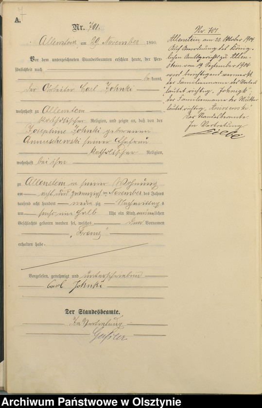 image.from.unit.number "Geburts-Haupt-Register Tom III,Nr 696 - 775"