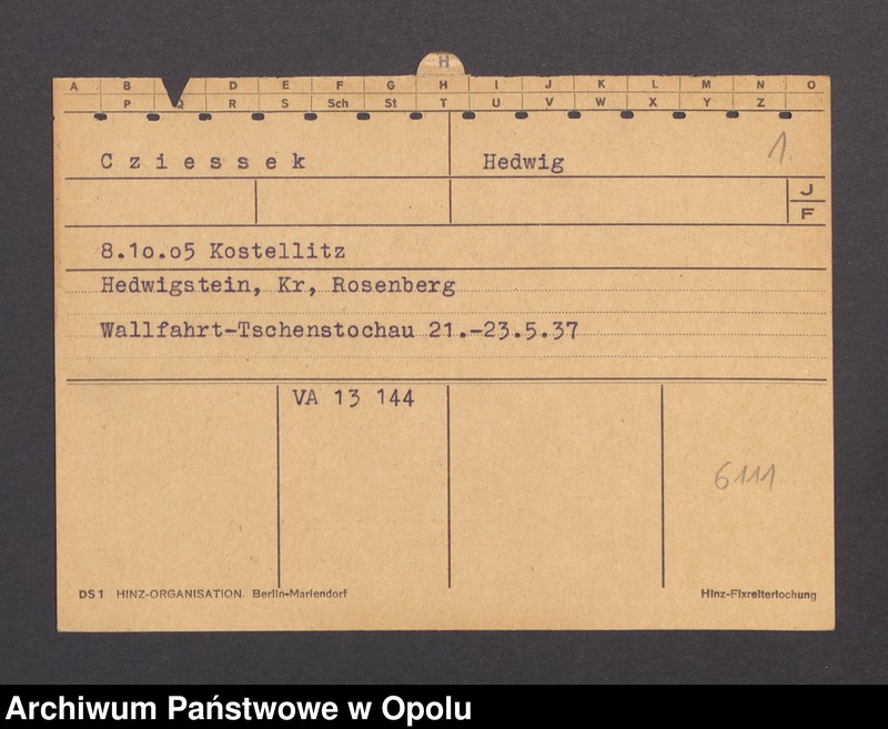 Obraz 3 z jednostki "[Cziessek Hedwig, ur. 8.10.1905 Kostellitz]"