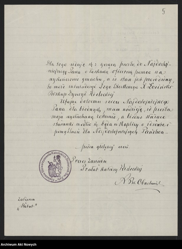 image.from.unit.number "Obuchowicz Br. (ks., prałat Katedry Kieleckiej, prezes Stowarzyszenia Katolickich Służących św. Zyty); Załączniki: a) Książka Członka i Statut Stowarzyszenia (druk); b) 1 fotografia; L.7"