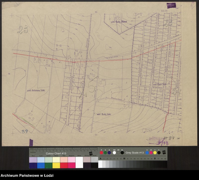 Obraz 1 z jednostki "Plan m. Łodzi 1:2000 z oznaczeniem podziału miasta na Obwody Komitetów Blokowych. Sekcja NO24"