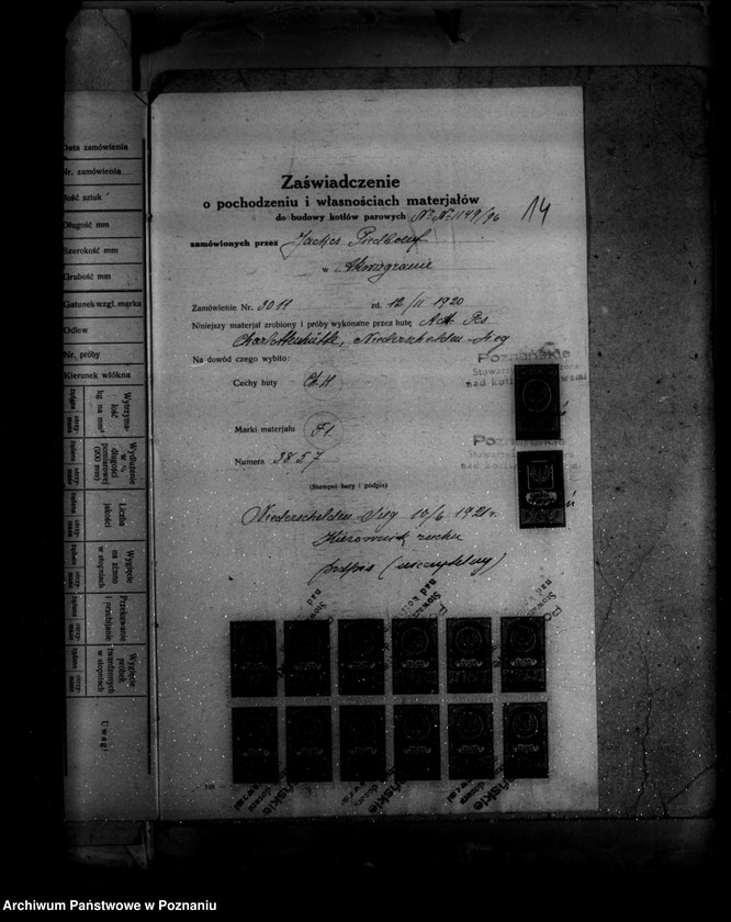 Obraz 20 z jednostki ""Huta miedzi" Towarzystwo Akcyjne Rudnicze powiat poznański nr porządkowy kotła 128"