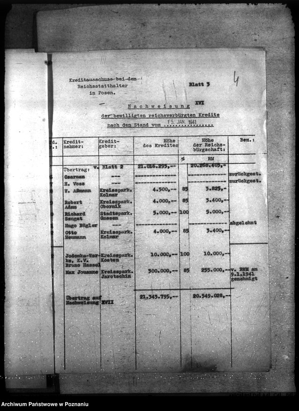 Obraz 8 z jednostki "Kredyt Stand per 31. III. 1941."